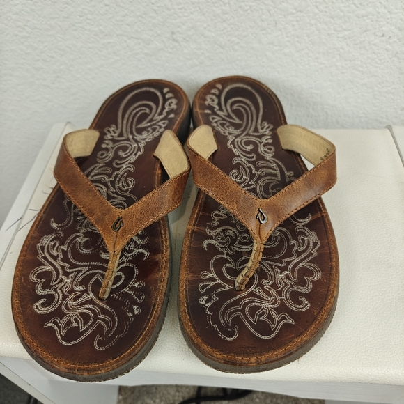 Olukai Paniolo Women’s Premium Leather Sandals In Natural Size 9 Women's - Picture 7 of 12